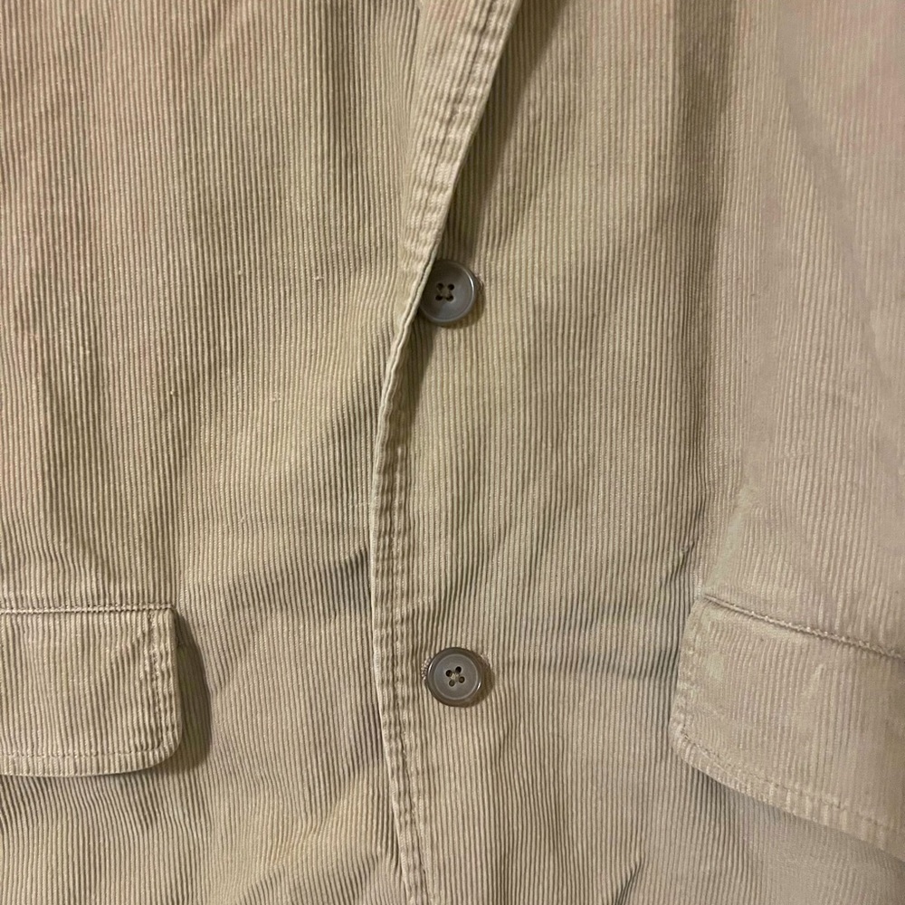 Men’s J.CREW light beige corduroy blazer/jacket w/ orange & blue striped liner. - Picture 4 of 4